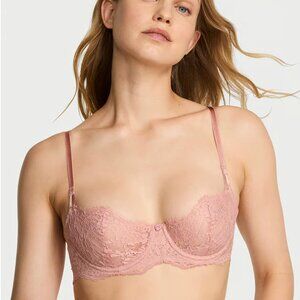Victoria's Secret unlined Demi Lace Bra in Blush Pink